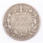 1893 Great Britain 6 pence silver coin nice VG
