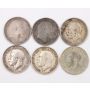 6X Great Britain 6 pence silver coins 1905 1907 1912 1914 1916 1919 circulated