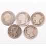 5X Great Britain 4 pence silver coins 1836 1839 1846 1848 1849 circulated