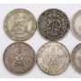 10X GB silver Shillings 1920 22 27 32 36 37 40 41 42 1943 Circulated to EF