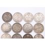16X Canada 5 cents silver coins  4x1912 12x1913  16 coins VG to F+