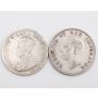 South Africa 1927 and 1943 2 1/2 Shillings silver coins 2-coins circulated 