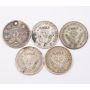 5x South Africa 3 pence silver coins 1892(hole) 1937 38 2x42 circulated