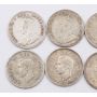 8x South Africa 3 pence silver coins 1933 34 35 37 38 43 48 50 8-coins
