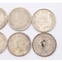 8x South Africa 3 pence silver coins 1933 34 35 37 38 43 48 50 8-coins