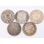 5x South Africa 6 pence silver coins 1932 1937 1941 1950 1955 5-coins