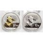 2x 2014 1 oz Chinese Silver Panda 10 Yuan .999 Silver and 24k Gold Gilded Coins