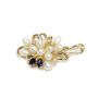 Beautiful Modern 14K Sapphire Diamond Pearl Yellow Gold Pendant 