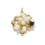 Beautiful Modern 14K Sapphire Diamond Pearl Yellow Gold Pendant 