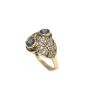 18K Sapphire Diamond 1.71 ct White & Yellow Gold Ring 