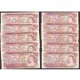 10x 1974 Canada $2 dollar replacement banknotes 