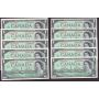 10x 1967 Canada $1 dollar Centennial banknotes UNC64 EPQ