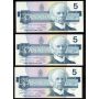 21x 1986 Canada $5 consecutive notes Thiessen Crow GNP3132445-65  UNC+