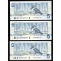 25x 1986 Canada $5 consecutive notes Bonin Thiessen GPP8868725-49 CH UNC