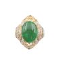 Jade and Diamonds 18K yellow gold ring Size-6 with appraisal $7200.