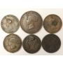 6x New Brunswick tokens 3x 1843 & 2x1854 Half Penny & 1x 1854 Penny