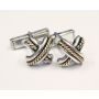 Tiffany & Co. Signature Rope Weave Cross X Cufflinks 18K Gold 750 & Silver 925