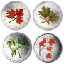 4x 2001, 2002, 2003 & 2004 1 oz. Canada Silver Coloured Maple Coins 