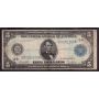 1914 $5 New York Federal Reserve Note Lincoln White Melon B98261165B a/VF