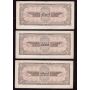 Russia USSR Treasury 1938 3-consecutive banknotes  EF/AU