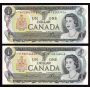 2x 1973 Canada $1 dollar replacement banknotes  UNC63 EPQ