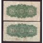 2x Shinplasters Canada 25 cent banknotes 1x 1901 and 1x 1923 2-notes VG-F