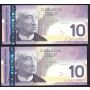 2X 2004 Canada $10 consecutive notes Jenkins Dodge FER1308964-65 CH UNC+