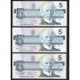 7x 1986 Canada $5 banknotes Kingfisher 7-notes all nice Uncirculated