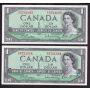 5x Canada 1954 $1 consecutive notes BC37b-i F/P5721021-25 GEM UNC EPQ