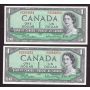 5x 1954 Canada $1 consecutive notes Beattie Rasminsky O/P3394263-67 CH UNC