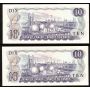2x 1971 Canada $10 consecutive notes Lawson Bouey EDS5747372-73 CH UNC