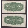 2x 1923 Canada 25 cent shinplasters  VF30