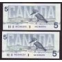 7x 1986 Canada $5 banknotes Kingfisher 7-notes all nice Uncirculated