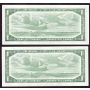 2x 1967 consecutive replacement banknotes *B/M0711834-35 2-notes Choice UNC