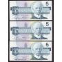 10x 1986 Canada $5 consecutive notes Bonin Thiessen GPS 3853229-38 CH UNC