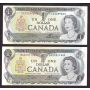 2X 1973 Canada Crow replacement notes EAX2299864 BAX0411449 Choice UNC