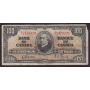 1937 Canada $100 banknote Gordon B/J2473320 F margin tears missing corner