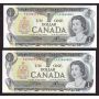 2X 1973 Canada consecutive replacement notes EAX2464402-4403 Choice UNC