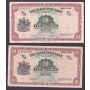 2x 1962-70 ND Hong Kong Chartered Bank $10 Dollar banknotes 