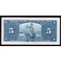 1937 Canada $5 dollar banknote Gordon Towers  Choice AU55