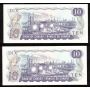 2x 1971 Canada $10 consecutive notes Thiessen Crow FDC6717871-72 CH UNC