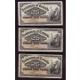 3x 1900 Canada 25 cents banknotes Bolville DC-15b 