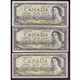 10x 1954 Canada $20 banknotes BC-41a & BC-41b 10-notes circulated condition