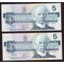 2x 1986 Canada $5 replacement banknote  VF30