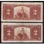 7x 1937 Canada $2 banknotes VG or better 7-notes