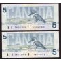 2x 1986 Canada $5 replacement banknote  VF30