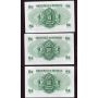1959 Hong Kong $1 consecutive banknotes 6L 557001-6 EF to AU EPQ 6-notes 
