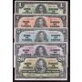 1937 Canada banknote set $1 $2 $5 $10 & $20  5-notes VF