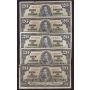 5x 1937 Canada $20 banknotes Coyne Towers 5-notes all circulated with damage