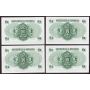 4x 1959 Hong Kong $1 consecutive banknotes 6X409211-214 Gem UNC EPQ